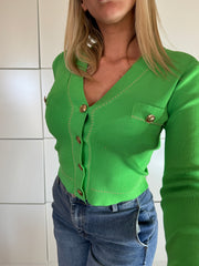 CARDIGAN IN VISCOSA BOTTONI ORO