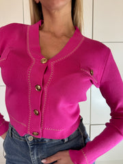 CARDIGAN IN VISCOSA BOTTONI ORO