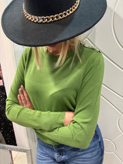 Maglia bottoni strass spalla