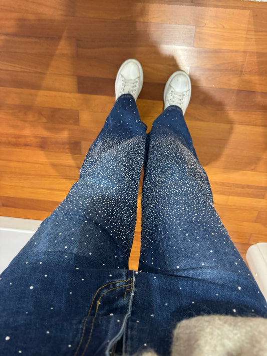 JEANS GLITTER VITA ALTA