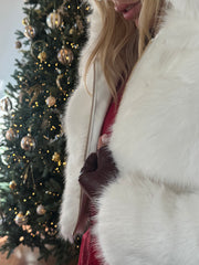 ECO-PELLICCIA CORTA CON CAPPUCCIO BIANCA