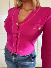 CARDIGAN IN VISCOSA BOTTONI ORO