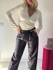 PANTALONE ECOPELLE BORDEAUX