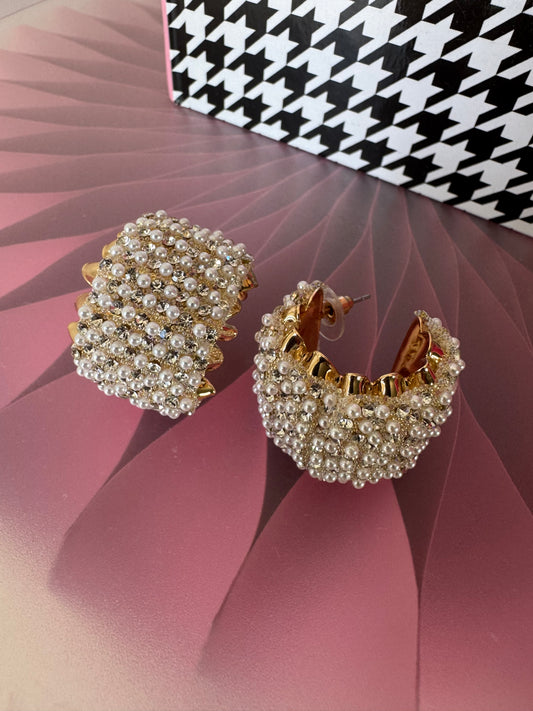 ORECCHINI PERLINE E STRASS