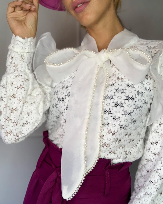 Maglia fiocco in tulle