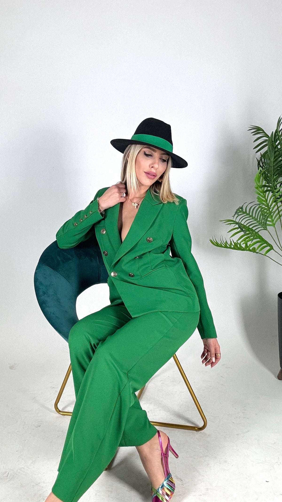 TAILLEUR STRUTTURATO E FODERATO VERDE