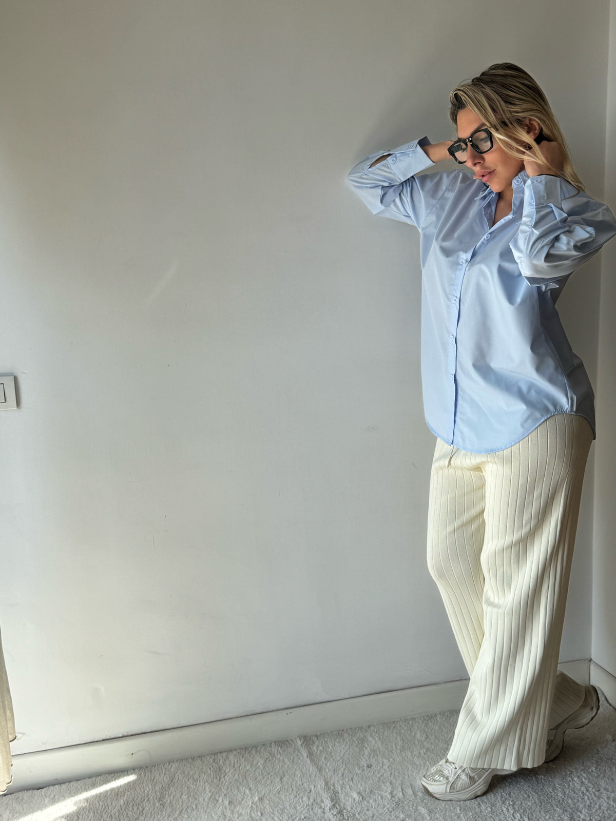 CAMICIA CELESTE 100% COTONE