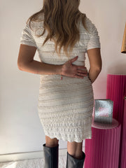 ABITO CORTO ELASTICIZZATO BOTTONI ORO