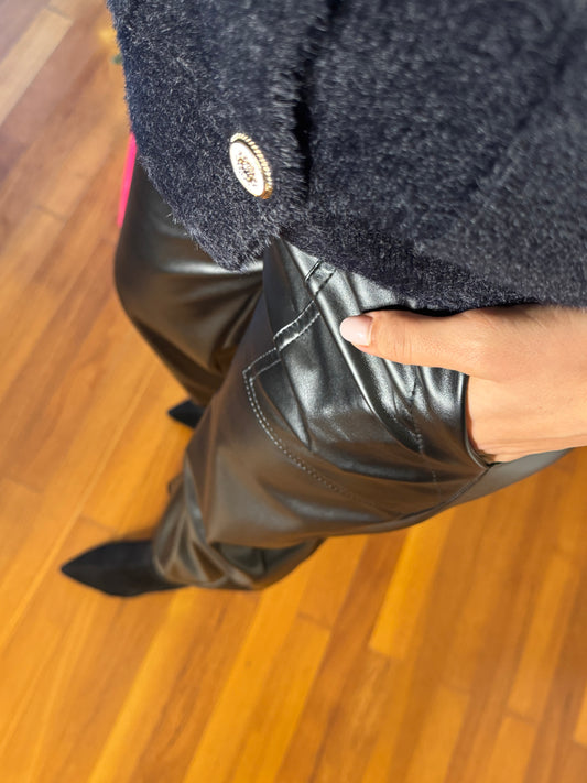 PANTALONE BALLON ECOPELLE NERO