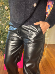 PANTALONE BALLON ECOPELLE NERO