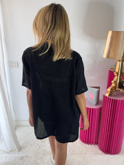 COORDINATO VISCOSA CON BERMUDA E CAMICIA TRAFORATA colore nero