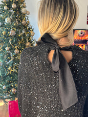 MAGLIA GLITTER CON FIOCCO 100% VISCOSA