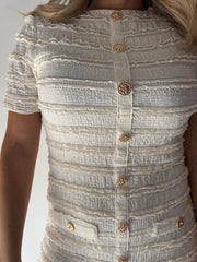 ABITO CORTO ELASTICIZZATO BOTTONI ORO